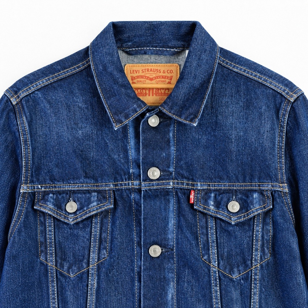 Levi's Mens Large Type III Trucker Denim Jacket Dark Wash Red Tab 72335-0007 - Picture 4 of 9